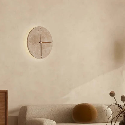 Round Stone LED Wall clock Sconce – Wabi Sabi, 23 or 30 cm