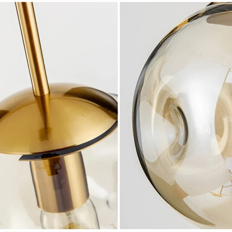 Glass Ball Pendant Lamp – Smoky Grey or Amber | Small & Large