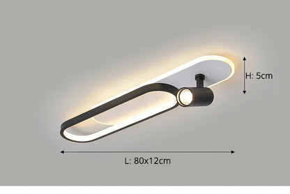 Dimbare LED Plafondlamp met Spotlight – 60/80/100/120 cm | Zwart, Wit of Goud