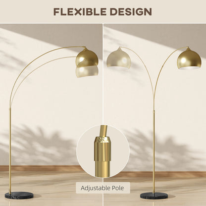 Adjustable Arc Floor Lamp - Modern Gold Standing Light with Foot Control
