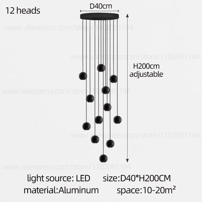 Modern LED Circular Pendant Chandelier - Multi-Light Stairwell Fixture