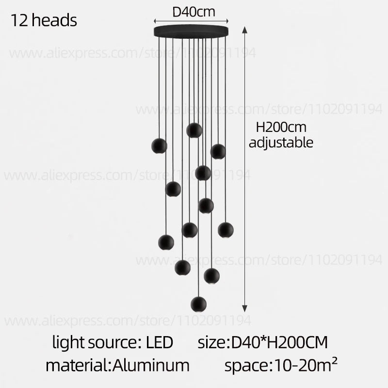 Modern LED Circular Pendant Chandelier - Multi-Light Stairwell Fixture