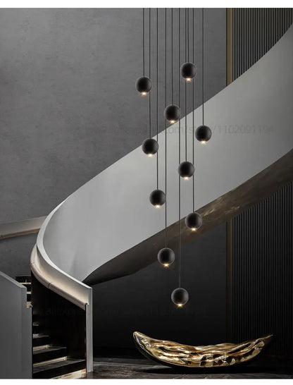 Modern LED Circular Pendant Chandelier - Multi-Light Stairwell Fixture