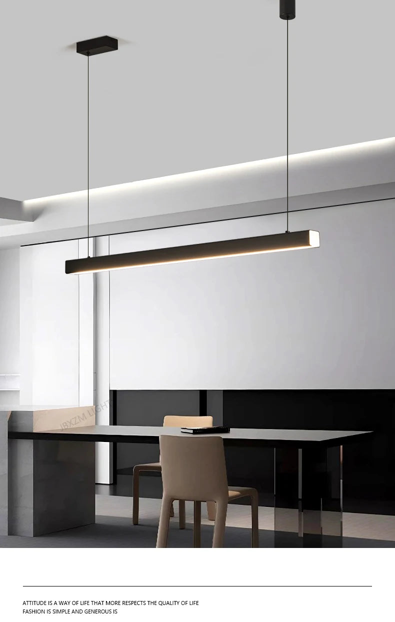 Moderner linearer LED-Kronleuchter – Minimalistische Pendelleuchte für Kücheninsel und Esszimmer