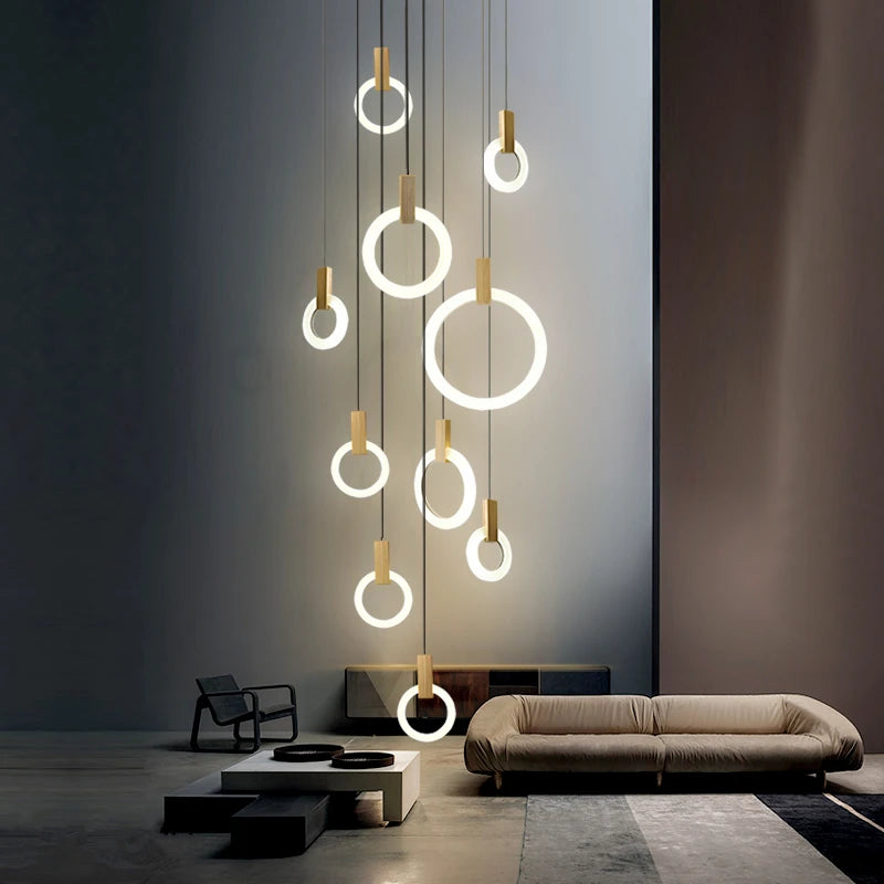 Wooden Ceiling Chandelier - Modern Pendant Light for Living Room, Bedroom & Dining Room
