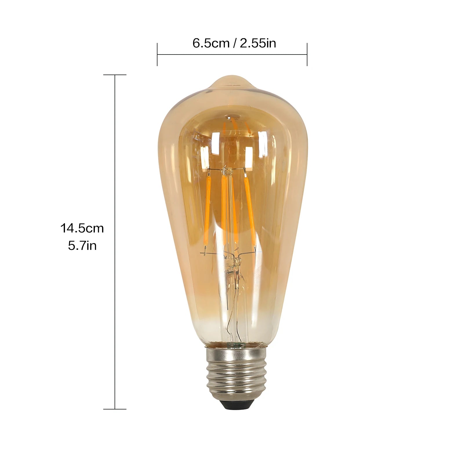 E27 LED Edison Bulb 4W Vintage Retro Filament Light Bulb ST64 Amber Glass Warm White 3000K 430LM Energy Saving Antique Screw Base Decorative Bulb