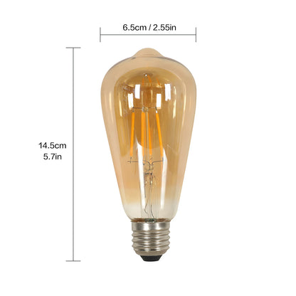 E27 LED Edison Bulb 4W Vintage Retro Filament Light Bulb ST64 Amber Glass Warm White 3000K 430LM Energy Saving Antique Screw Base Decorative Bulb