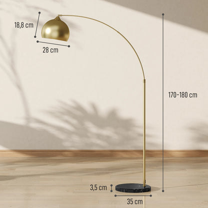 Adjustable Arc Floor Lamp - Modern Gold Standing Light with Foot Control