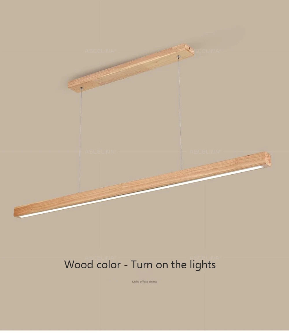 LED Pendant Light - Wood Long Strip - Kitchen Island Lighting