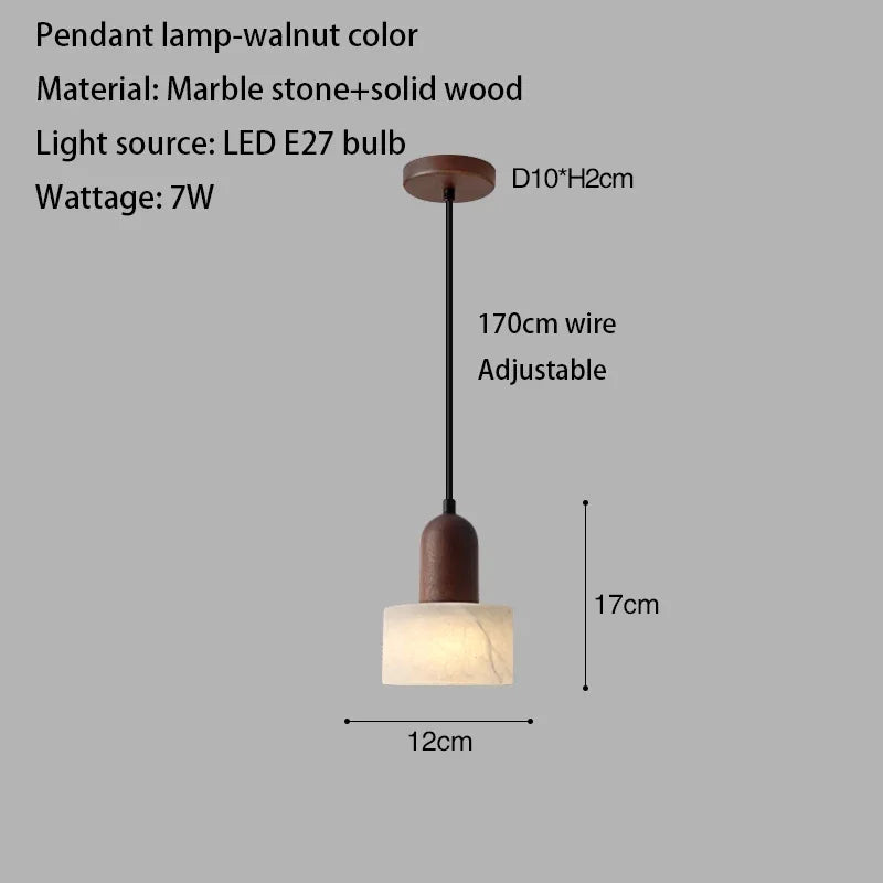 Luxury Marble Pendant Light - Natural Stone Wabi-Sabi LED Lamp