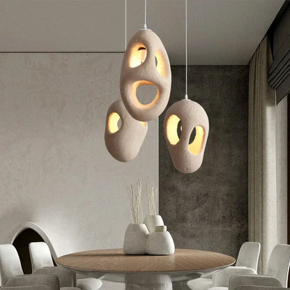 Wabi-Sabi Resin Pendant Light - Modern Sculptural Hanging Lamp