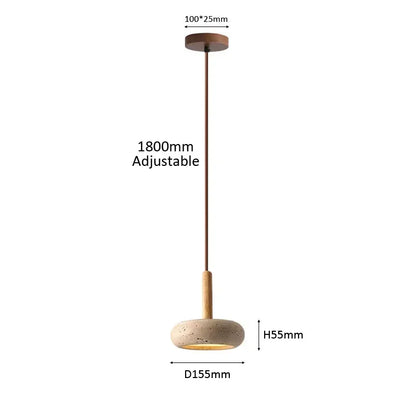 Wabi Sabi Stone Pendant Light - Circular LED Chandelier for Dining & Living Room