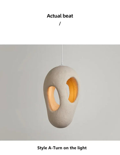 Wabi-Sabi Resin Pendant Light - Modern Sculptural Hanging Lamp