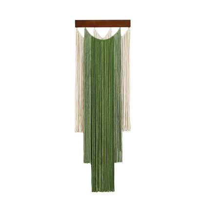 Green Macrame Wall Hanging with Boho Fringe