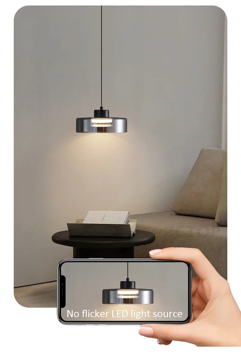 Minimalistische Glazen LED Hanglamp Zwart