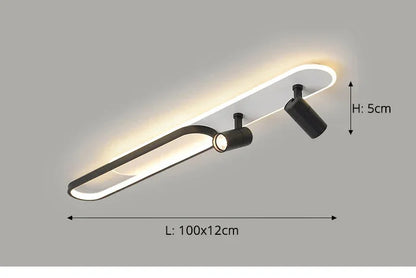Dimbare LED Plafondlamp met Spotlight – 60/80/100/120 cm | Zwart, Wit of Goud