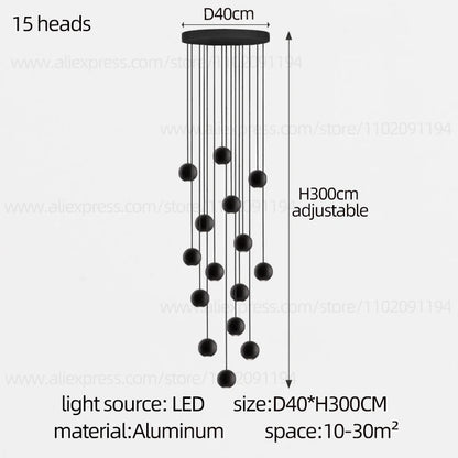 Modern LED Circular Pendant Chandelier - Multi-Light Stairwell Fixture
