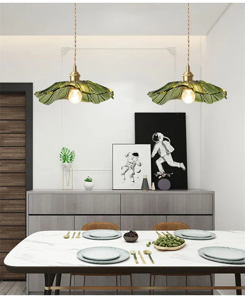 Flower Glass Pendant Lamp - Copper Ceiling Chandelier