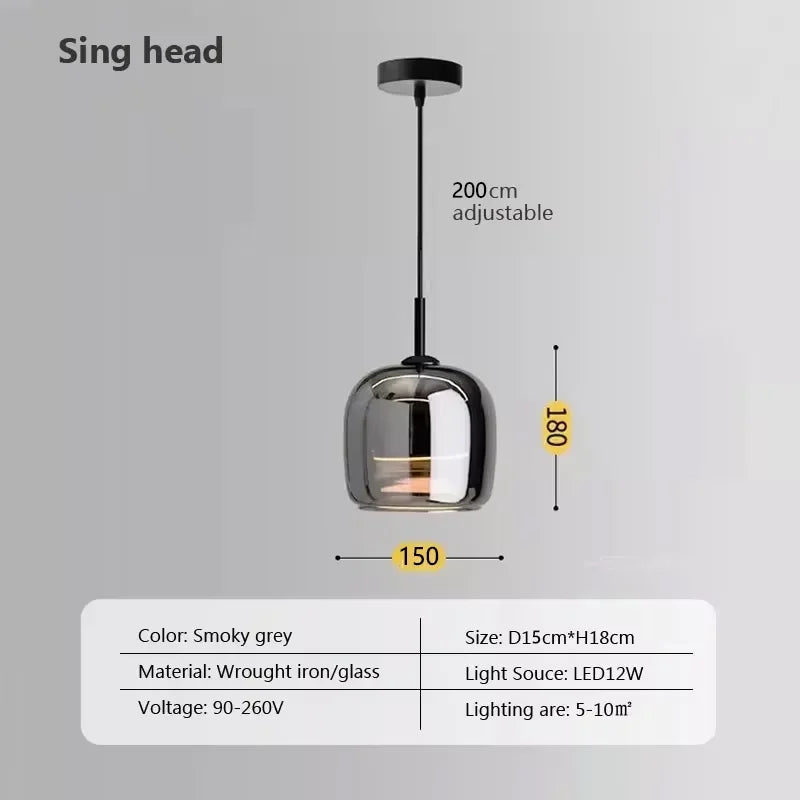Glass Pendant Light - Modern LED Chandelier for Living & Dining