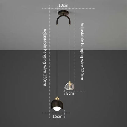 Arc Arm Crystal Pendant Light – Black & Gold