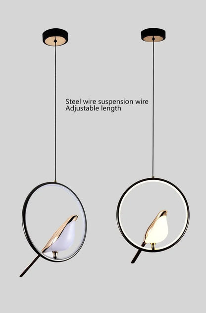 Magpie Bird LED Pendant Lamp - Modern Nordic Design