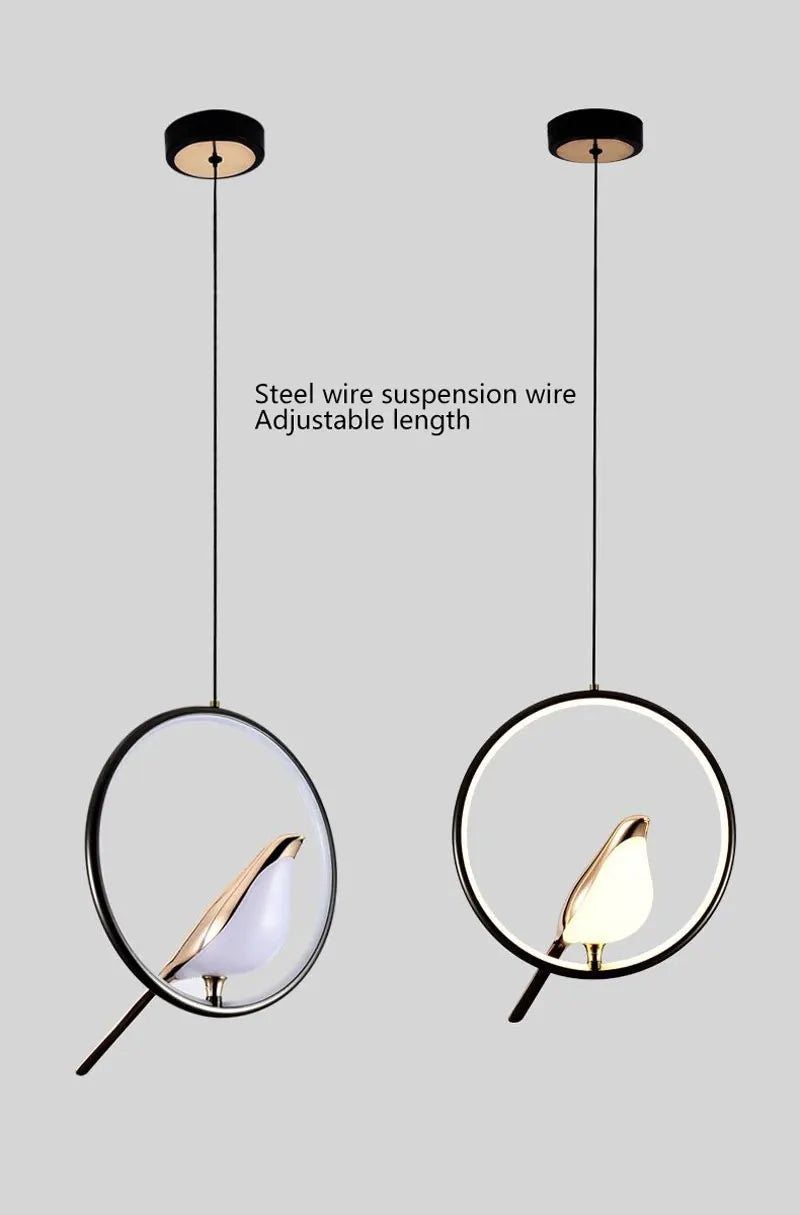 Magpie Bird LED Pendant Lamp - Modern Nordic Design