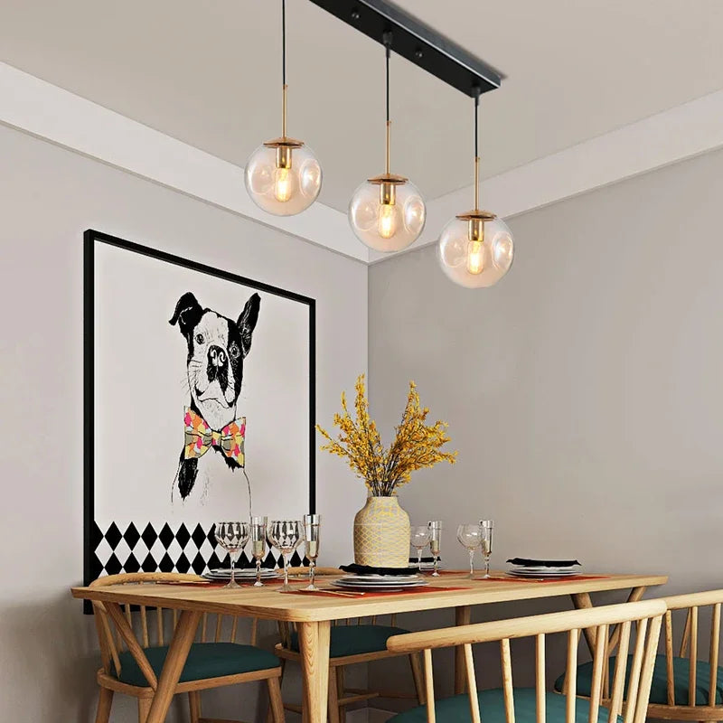Glass Ball Pendant Lamp – Smoky Grey or Amber | Small & Large