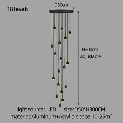 LED Staircase Pendant Light – Black and Gold