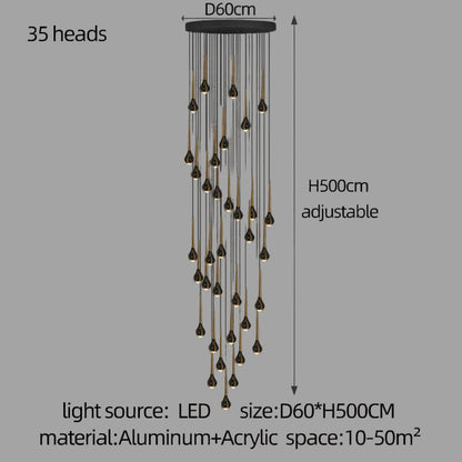 LED Staircase Pendant Light – Black and Gold