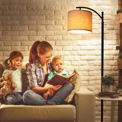 Arc Floor Lamp with LED Bulb - Modern Standing Light with Hanging Shade