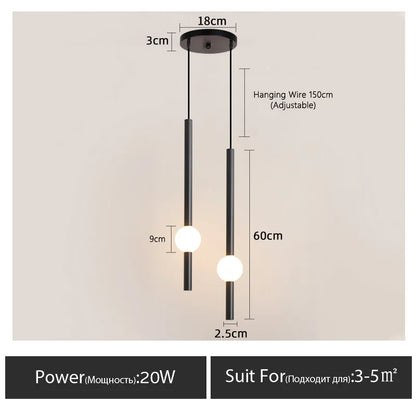 Minimalist Bedside Pendant Light - Modern Single Head LED Lamp
