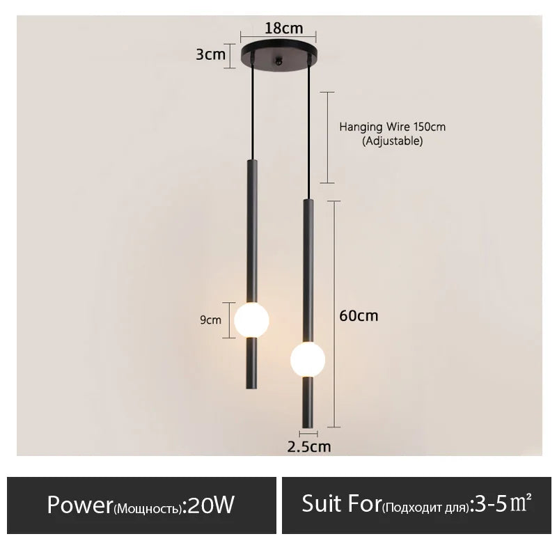 Minimalist Bedside Pendant Light - Modern Single Head LED Lamp