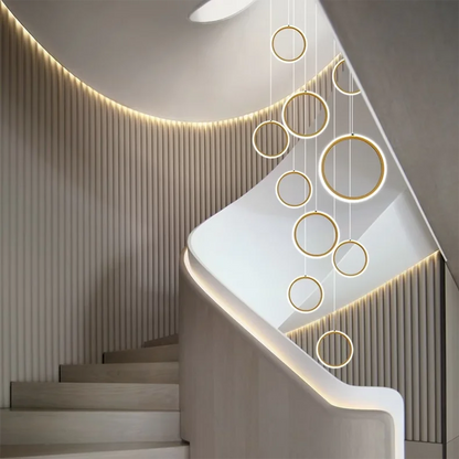 Stairwell Chandelier Crystal Ring - Modern for Staircase & High Ceilings