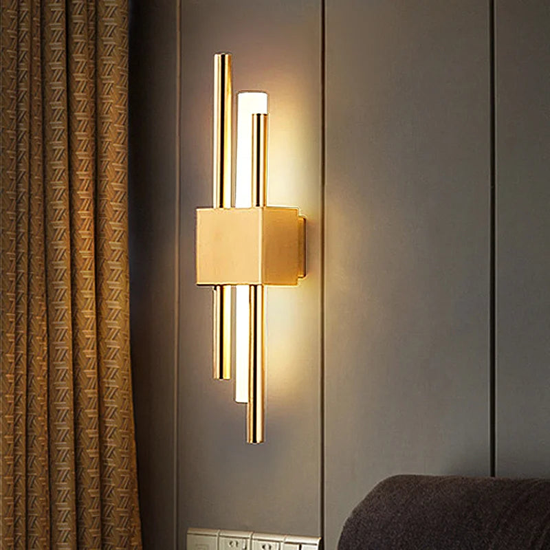 Nordic LED Wall Lamp – Modern Up & Down Sconce | Black/Gold | Bedroom, Living Room, Hallway