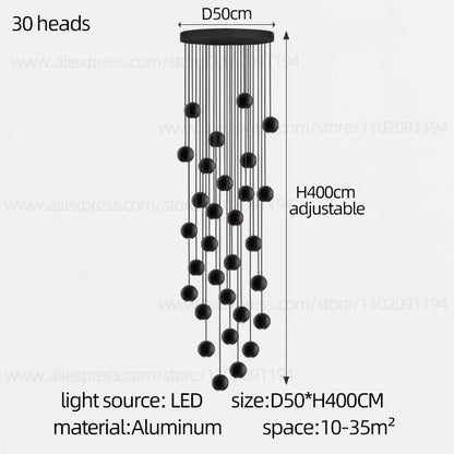 Modern LED Circular Pendant Chandelier - Multi-Light Stairwell Fixture