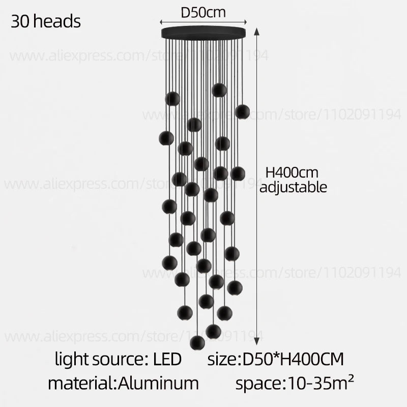 Modern LED Circular Pendant Chandelier - Multi-Light Stairwell Fixture