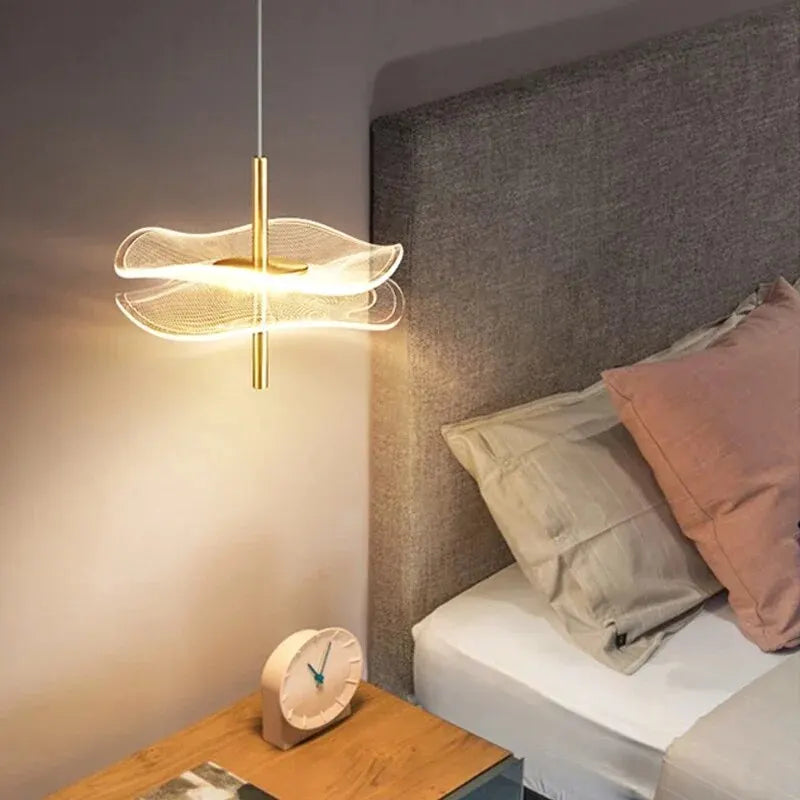 Lotus Leaf LED Pendant Light - Modern Gold Acrylic Ceiling Lamp