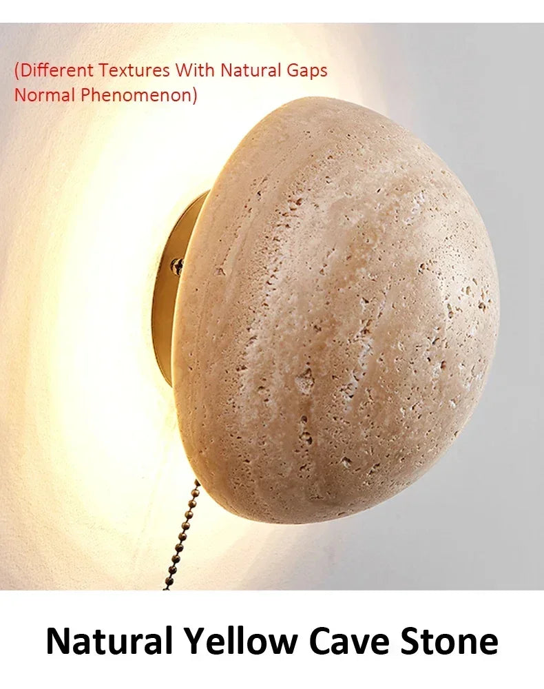 Nordic Limestone Wall Lamp - Natural Stone LED Light for Bedroom & Corridor