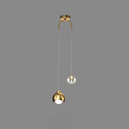 Arc Arm Crystal Pendant Light – Black & Gold