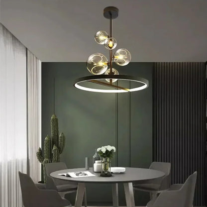 NOSTAGA Glass Circle Pendant Light – LED Chandelier (horizontal)