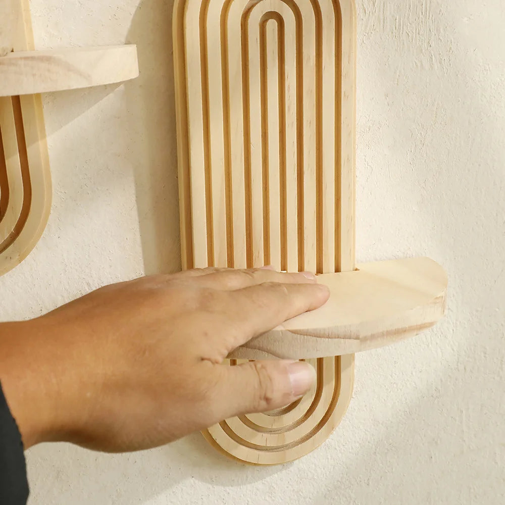 Boho Wooden Wall Shelf