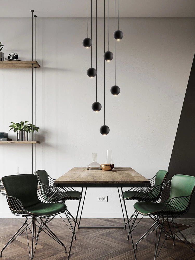 Modern LED Circular Pendant Chandelier - Multi-Light Stairwell Fixture