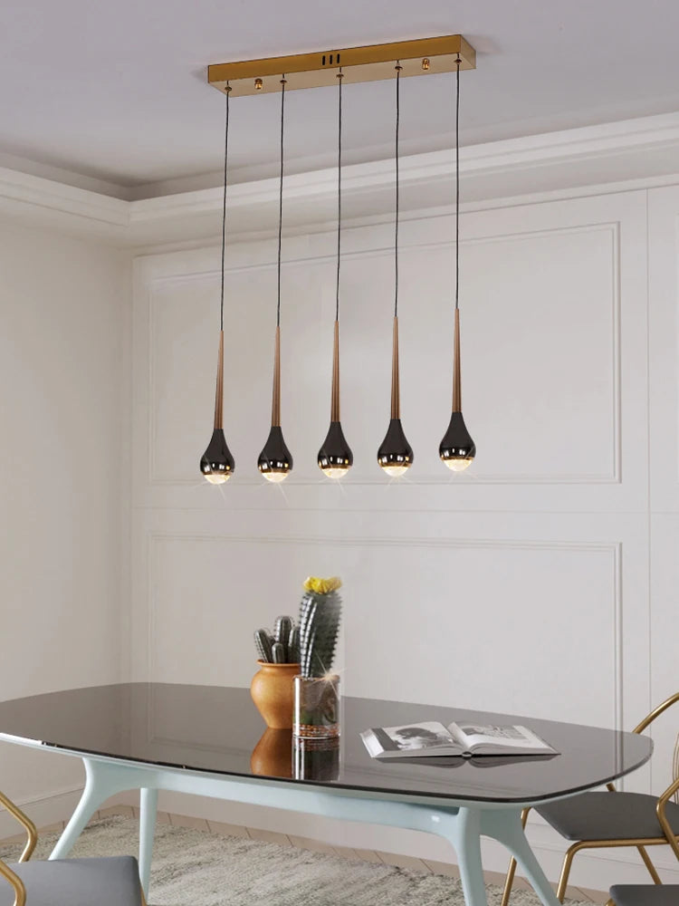 LED Staircase Pendant Light – Black and Gold