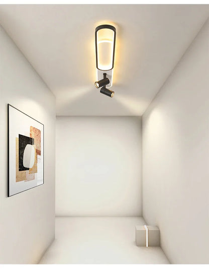 Dimbare LED Plafondlamp met Spotlight – 60/80/100/120 cm | Zwart, Wit of Goud