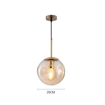Glass Ball Pendant Lamp – Smoky Grey or Amber | Small & Large