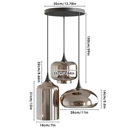 Irregular Glass Pendant Light — 3-Head Chandelier