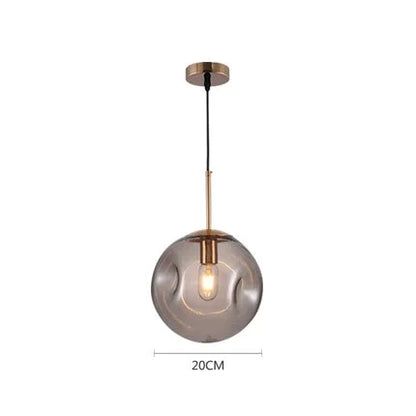 Glass Ball Pendant Lamp – Smoky Grey or Amber | Small & Large