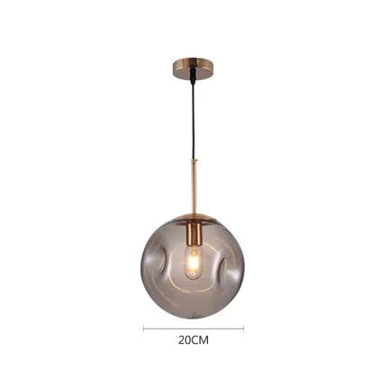 Glass Ball Pendant Lamp – Smoky Grey or Amber | Small & Large