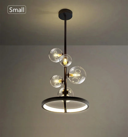 NOSTAGA Glass Circle Pendant Light – LED Chandelier (horizontal)