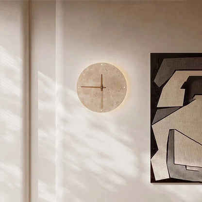 Round Stone LED Wall clock Sconce – Wabi Sabi, 23 or 30 cm